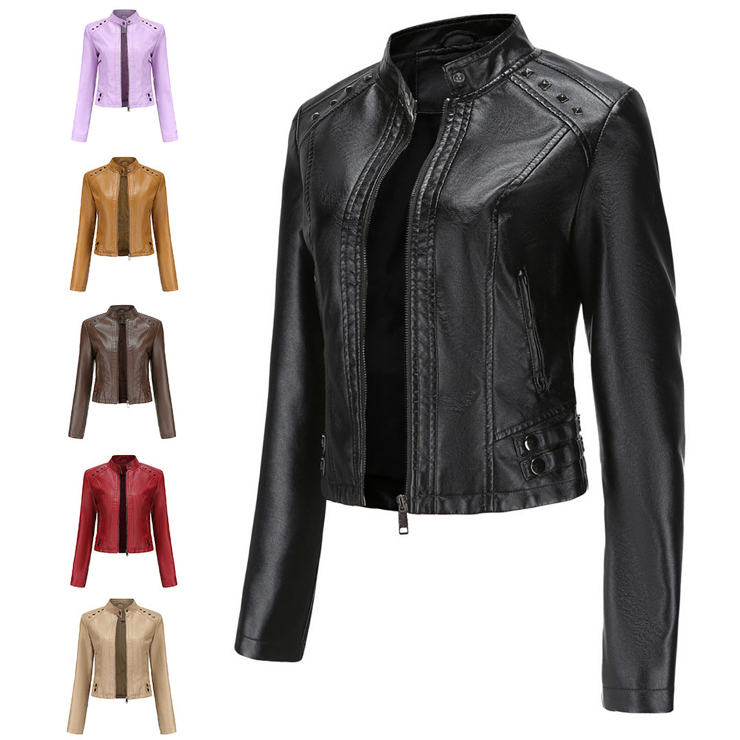 Isabelle - Leren Jas met Kraag en Rits - Elegante Look - Voor Dames - Perfect voor Elke Gelegenheid