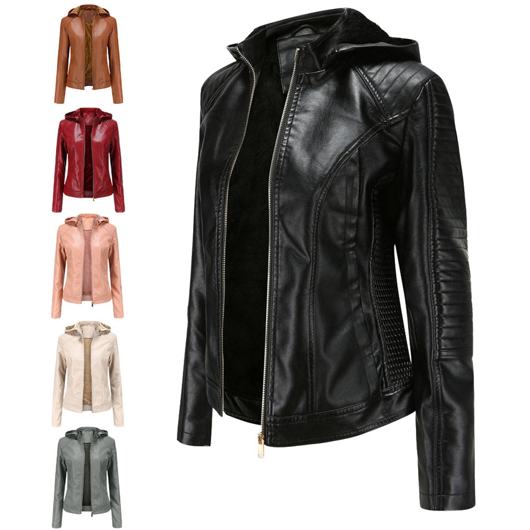 Livia - Leren Jas met Afneembare Capuchon - Tijdloos Elegant - Voor Dames - Herfst/Lente