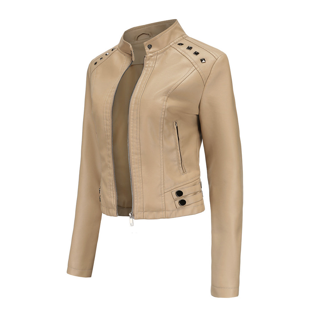 Isabelle - Leren Jas met Kraag en Rits - Elegante Look - Voor Dames - Perfect voor Elke Gelegenheid