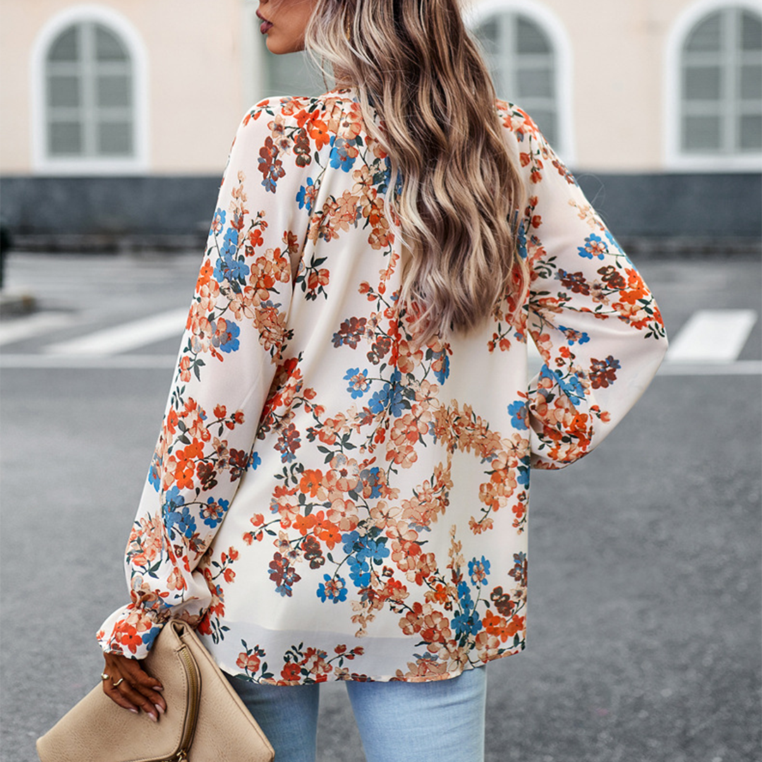 Isabelle - Bloemenchiffon Blouse - Ademend en Licht - Voor Dames - Zomeroutfits