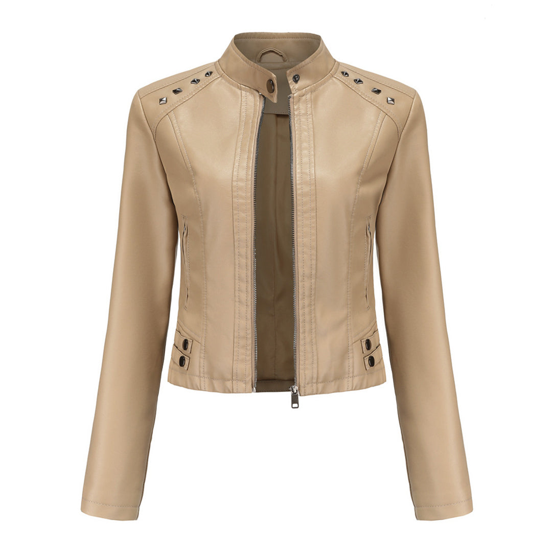 Isabelle - Leren Jas met Kraag en Rits - Elegante Look - Voor Dames - Perfect voor Elke Gelegenheid