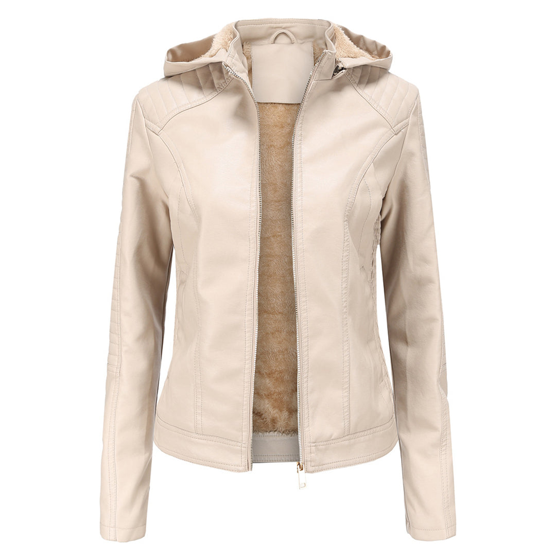 Livia - Leren Jas met Afneembare Capuchon - Tijdloos Elegant - Voor Dames - Herfst/Lente