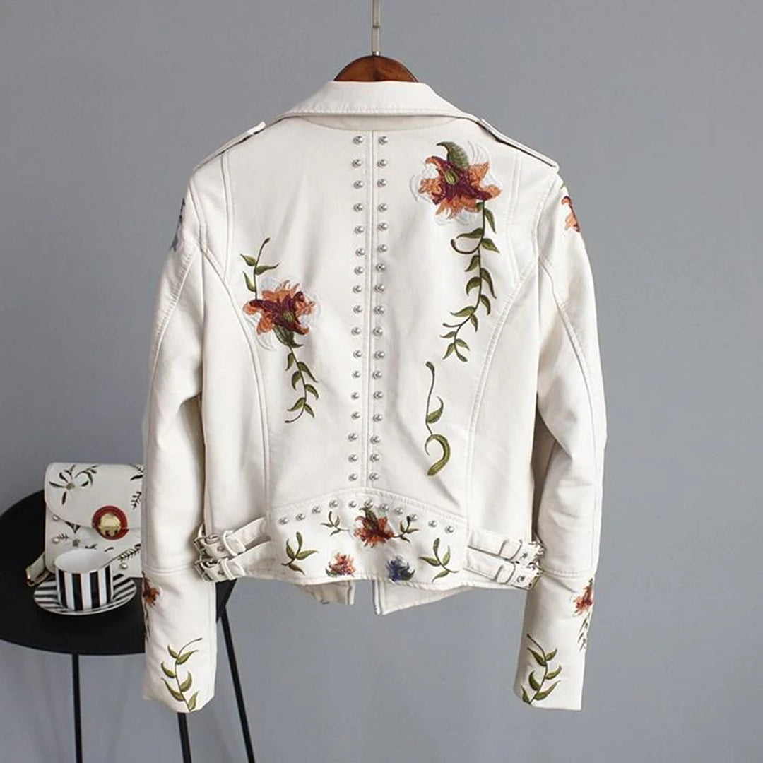 Luna - Leren Jas met Bloemenprint - Luxe en Functioneel - Voor Dames - Perfect voor elke Gelegenheid