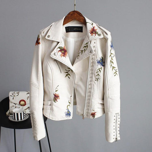 Luna - Leren Jas met Bloemenprint - Luxe en Functioneel - Voor Dames - Perfect voor elke Gelegenheid