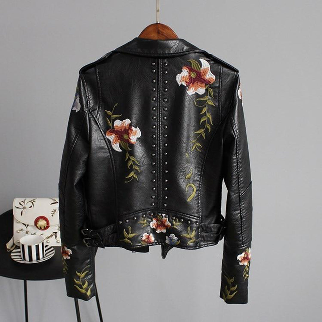 Luna - Leren Jas met Bloemenprint - Luxe en Functioneel - Voor Dames - Perfect voor elke Gelegenheid