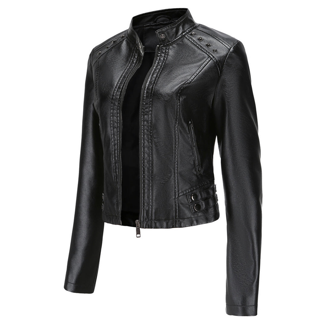 Isabelle - Leren Jas met Kraag en Rits - Elegante Look - Voor Dames - Perfect voor Elke Gelegenheid