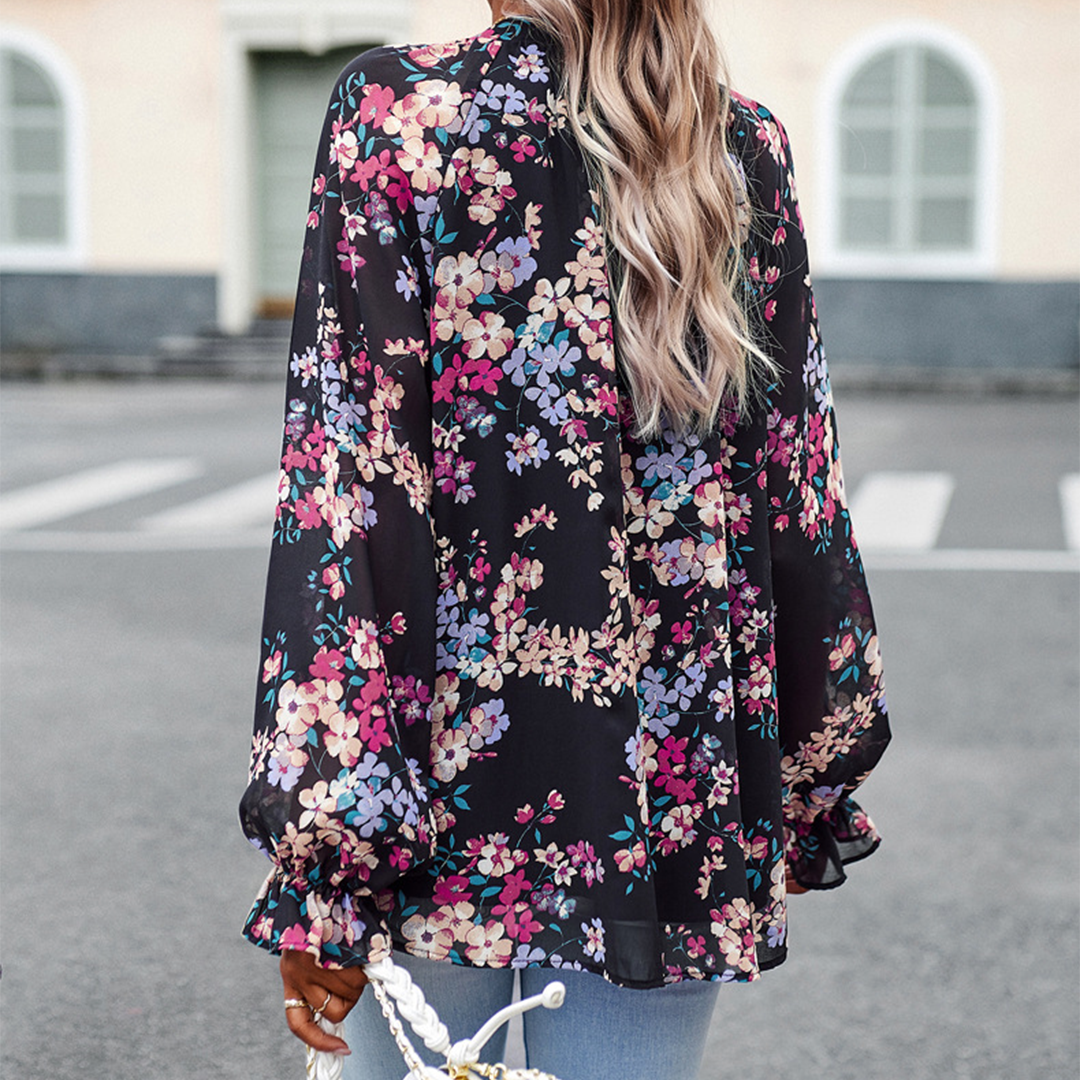 Isabelle - Bloemenchiffon Blouse - Ademend en Licht - Voor Dames - Zomeroutfits