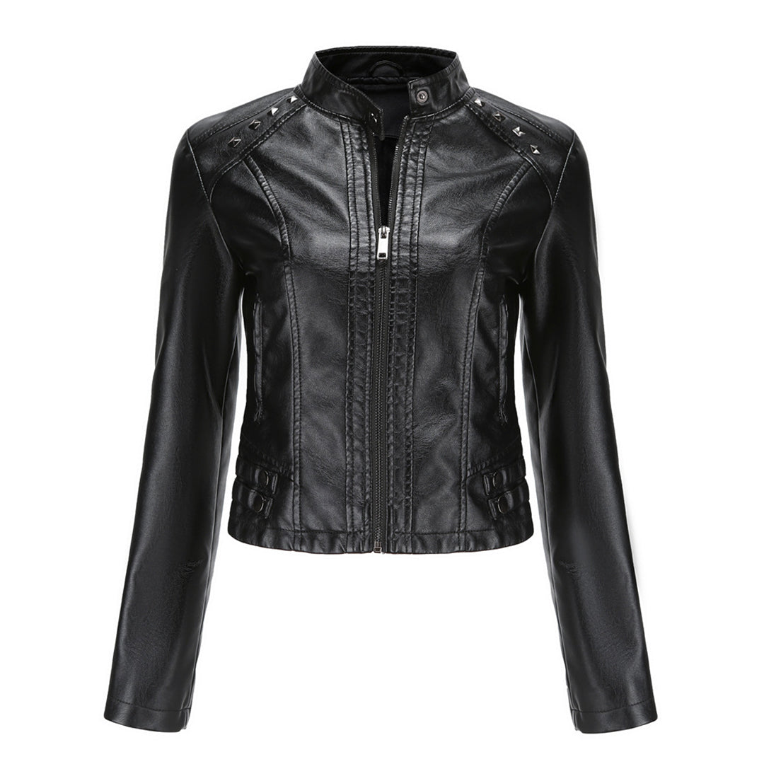 Isabelle - Leren Jas met Kraag en Rits - Elegante Look - Voor Dames - Perfect voor Elke Gelegenheid