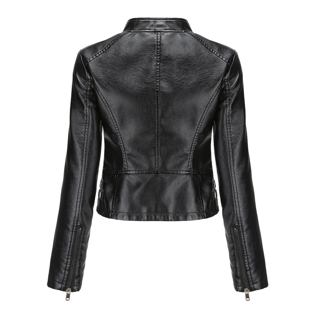 Isabelle - Leren Jas met Kraag en Rits - Elegante Look - Voor Dames - Perfect voor Elke Gelegenheid