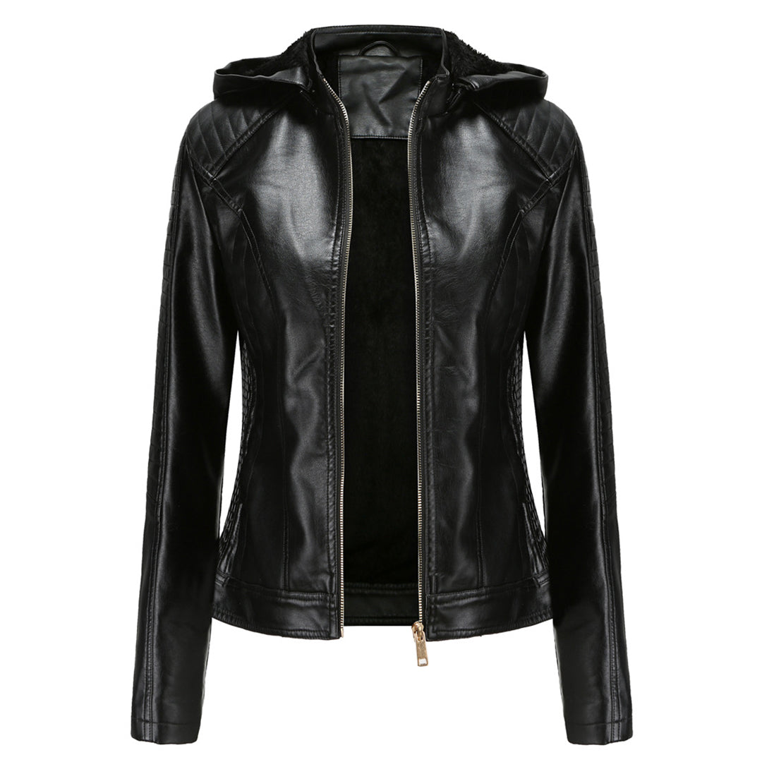 Livia - Leren Jas met Afneembare Capuchon - Tijdloos Elegant - Voor Dames - Herfst/Lente