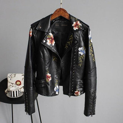 Luna - Leren Jas met Bloemenprint - Luxe en Functioneel - Voor Dames - Perfect voor elke Gelegenheid