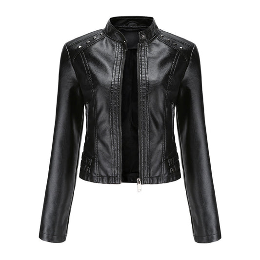 Isabelle - Leren Jas met Kraag en Rits - Elegante Look - Voor Dames - Perfect voor Elke Gelegenheid