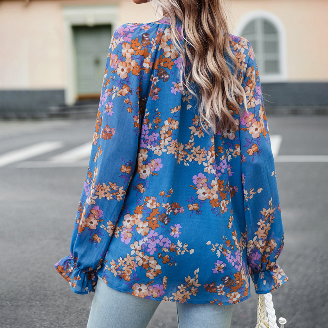 Isabelle - Bloemenchiffon Blouse - Ademend en Licht - Voor Dames - Zomeroutfits
