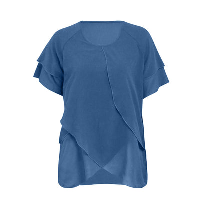 Sophie - Chiffon Blouse met Ruches - Elegante Asymmetrische Zoom - Voor Dames - Zomerlook