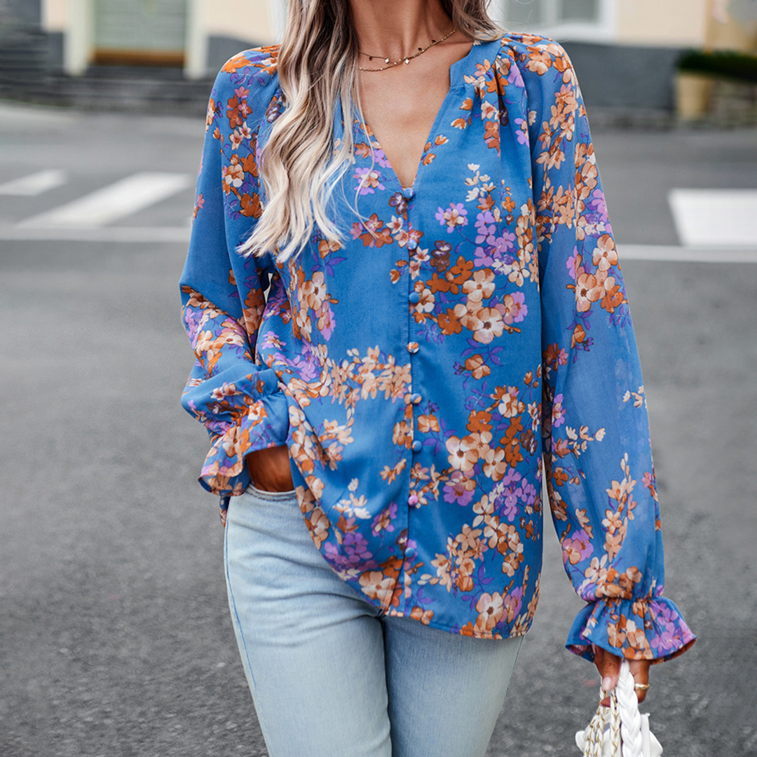Isabelle - Bloemenchiffon Blouse - Ademend en Licht - Voor Dames - Zomeroutfits