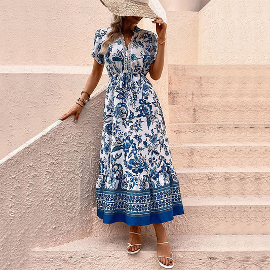 Isabella - Elegante Zomerjurk - Retro Prints - Voor Dames - Ideaal voor Brunch of Avonduitje