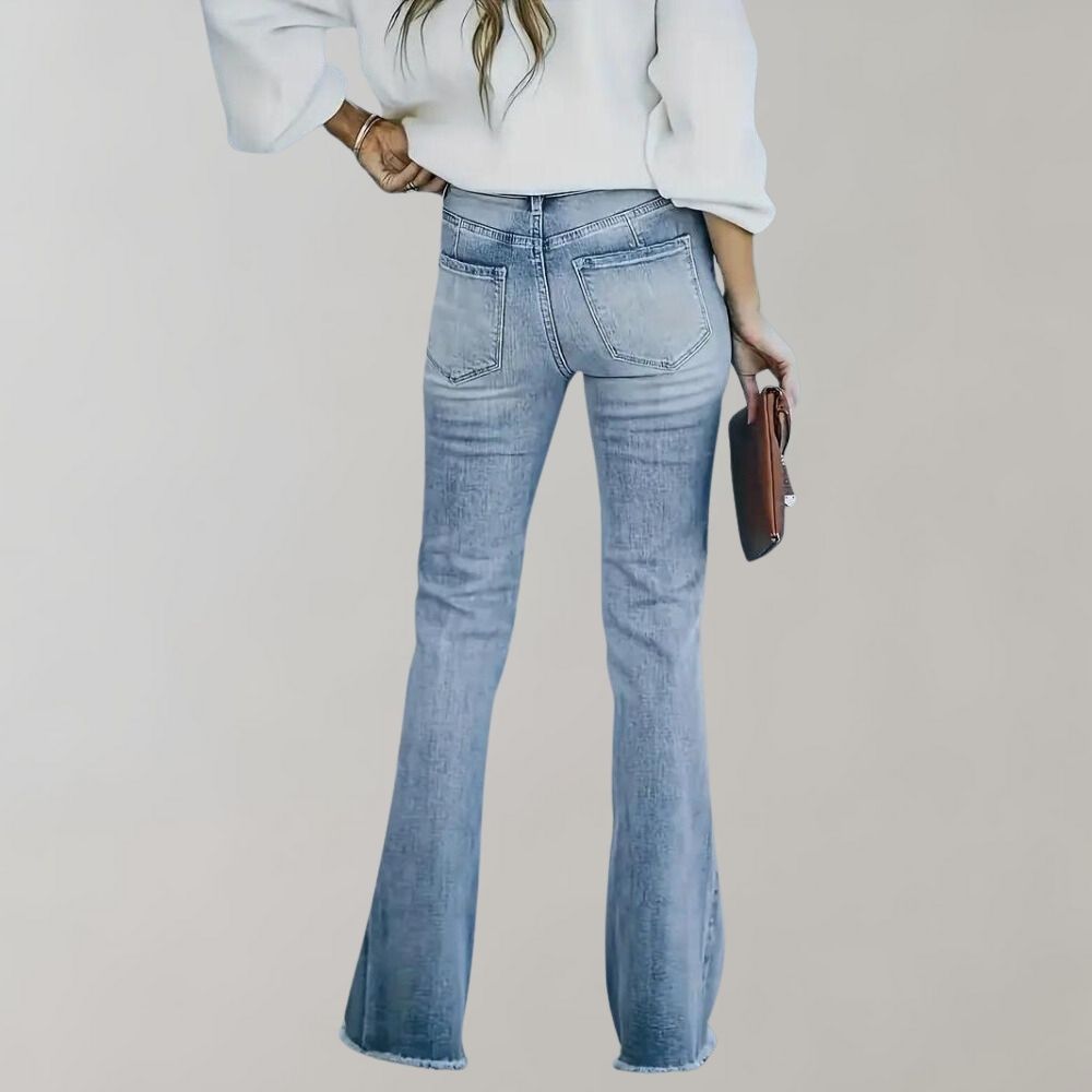 Nina - Uitlopende Denimbroek - Hoogwaardige Pasvorm - Voor Dames - Geschikt voor Elke Gelegenheid