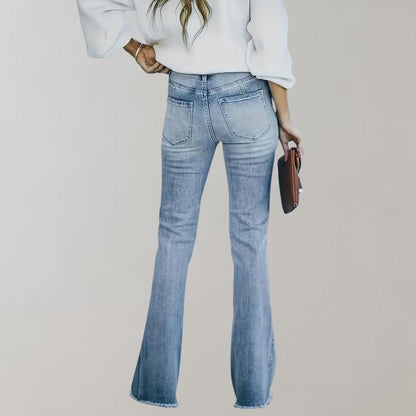 Nina - Uitlopende Denimbroek - Hoogwaardige Pasvorm - Voor Dames - Geschikt voor Elke Gelegenheid