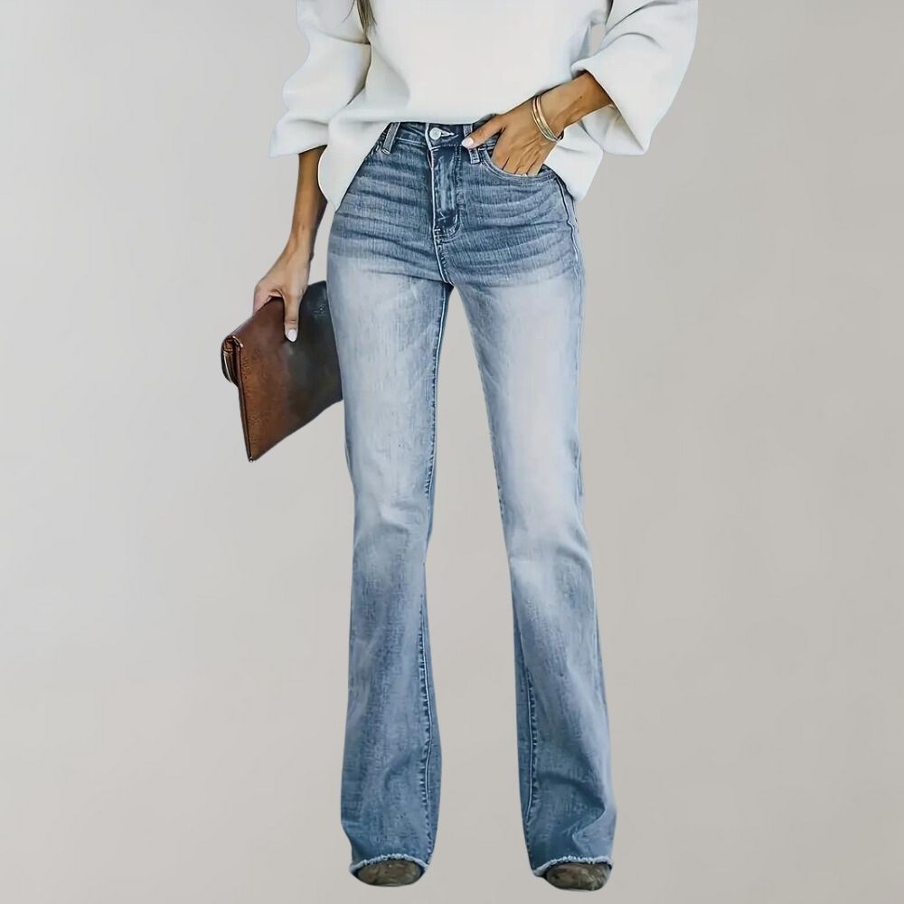 Nina - Uitlopende Denimbroek - Hoogwaardige Pasvorm - Voor Dames - Geschikt voor Elke Gelegenheid