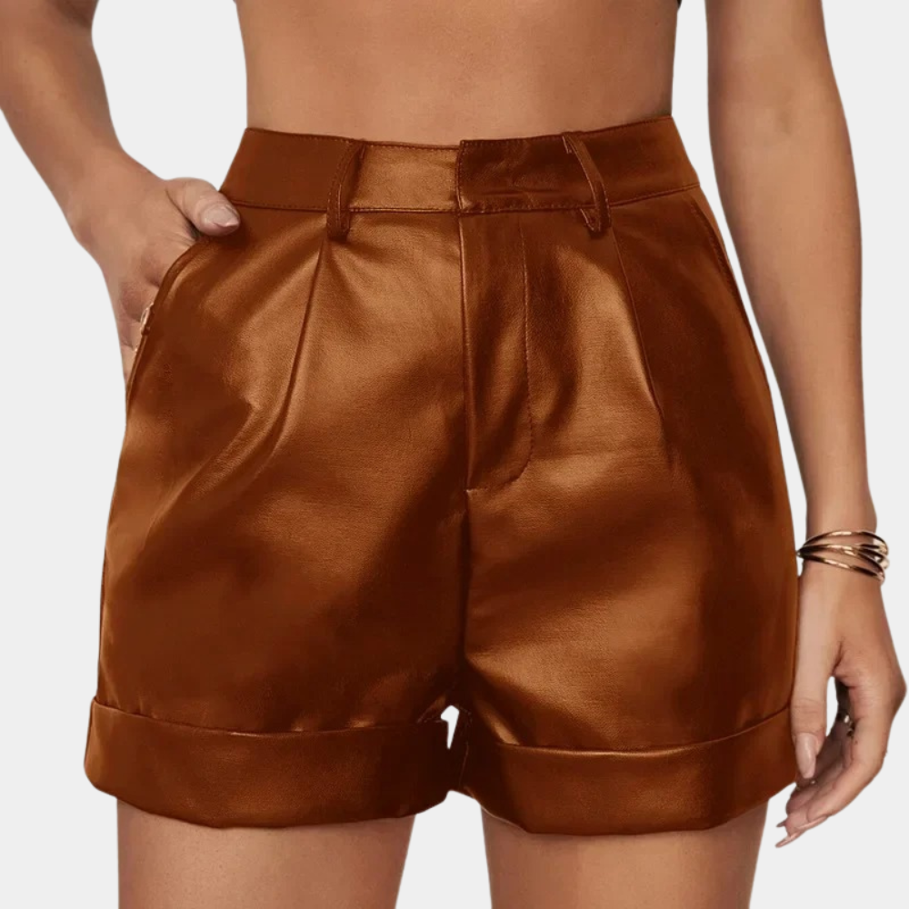 Luna - Hoge Taille Shorts - Stijlvol Kunstleer - Voor Dames - Alle Seizoenen