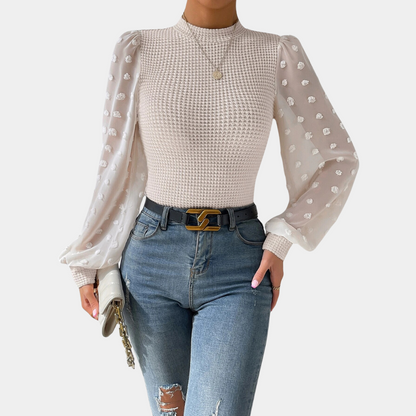 Lotte - Elegante Blouse met Pofmouwen - Luxe Polyester - Voor Dames - Jaarround Styling