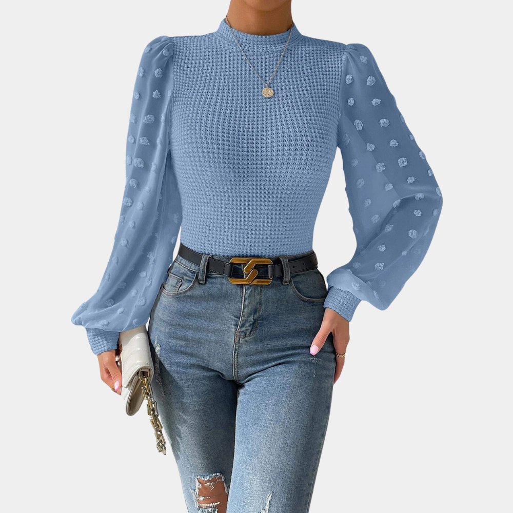 Lotte - Elegante Blouse met Pofmouwen - Luxe Polyester - Voor Dames - Jaarround Styling