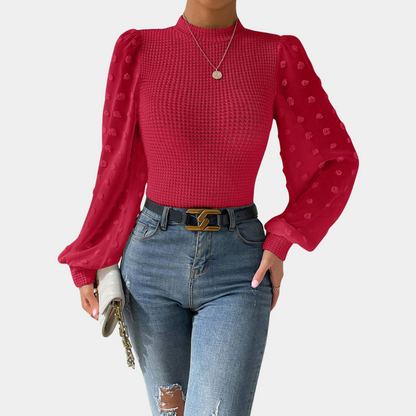 Lotte - Elegante Blouse met Pofmouwen - Luxe Polyester - Voor Dames - Jaarround Styling