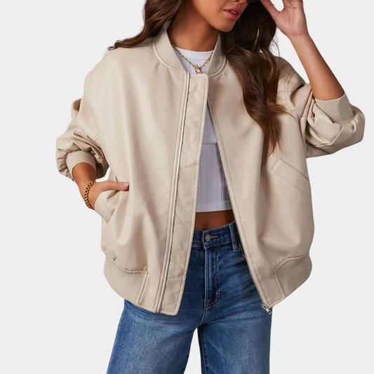 Isolde - Casual Leren Jack - Luxe Comfort - Voor Dames - Winterse Stijl