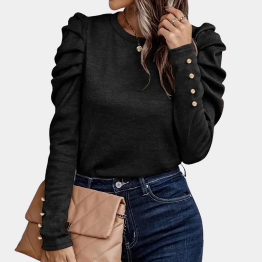 Sophie - Moderne Blouse - Pofmouwen en Ronde Hals - Voor Dames - Voor Alle Seizoenen