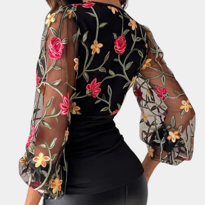 Ella - Bloemenborduursel Top - Elegante en Verfijnde Stijl - Voor Dames - Perfect voor Speciale Gelegenheden