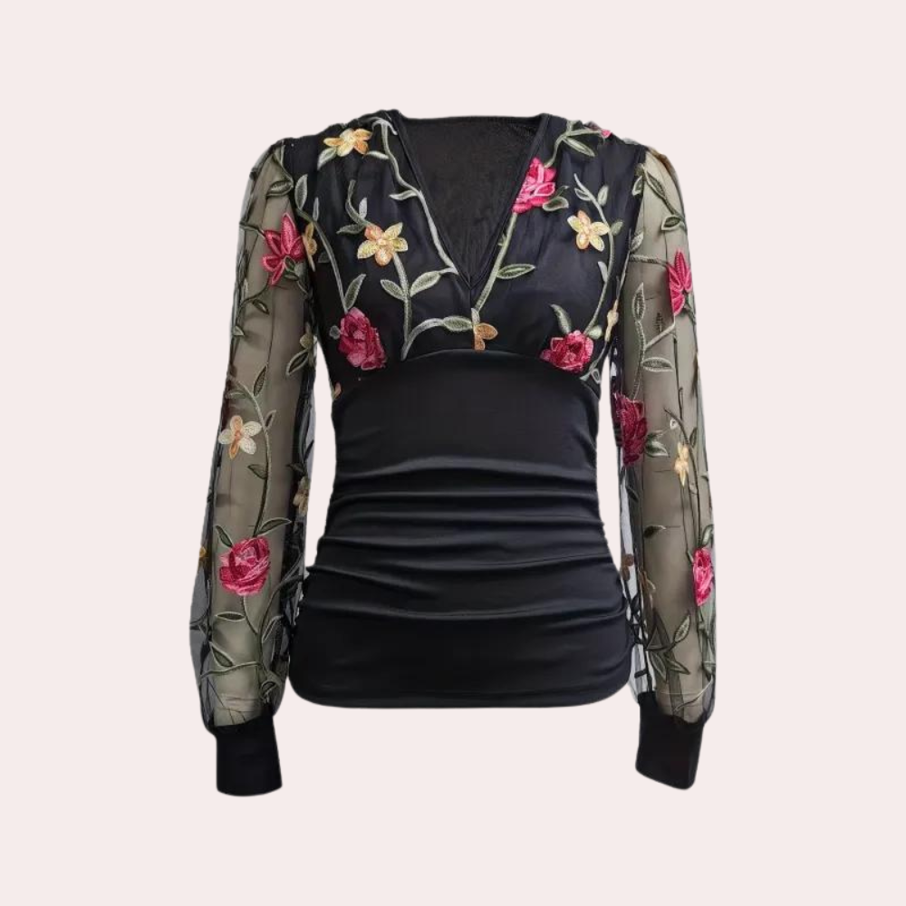 Ella - Bloemenborduursel Top - Elegante en Verfijnde Stijl - Voor Dames - Perfect voor Speciale Gelegenheden