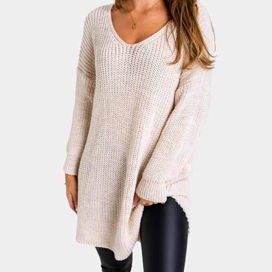 Lana - V-hals Trui met Splitjes - Comfortabel en Verfijnd - Voor Dames - Herfst/Winter