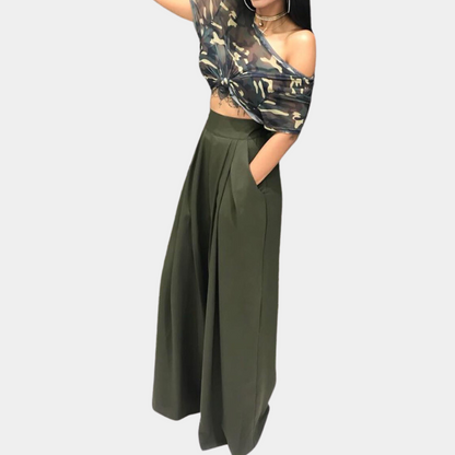 Beatrice - Losse Crêpebroek met Riem - Comfortabel en Elegant - Voor Dames - Perfect voor Elke Gelegenheid
