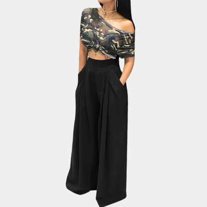 Beatrice - Losse Crêpebroek met Riem - Comfortabel en Elegant - Voor Dames - Perfect voor Elke Gelegenheid
