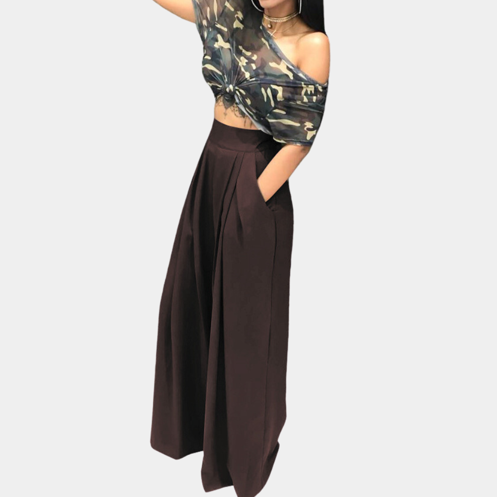 Beatrice - Losse Crêpebroek met Riem - Comfortabel en Elegant - Voor Dames - Perfect voor Elke Gelegenheid