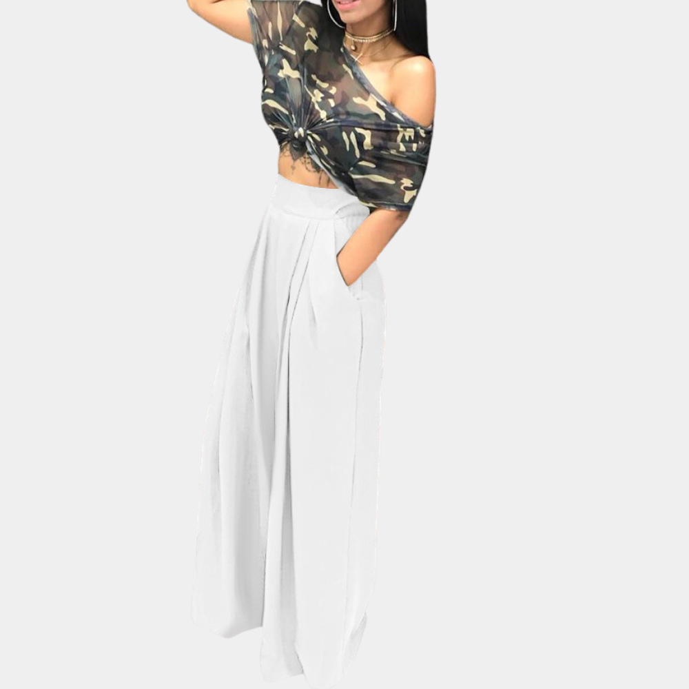 Beatrice - Losse Crêpebroek met Riem - Comfortabel en Elegant - Voor Dames - Perfect voor Elke Gelegenheid