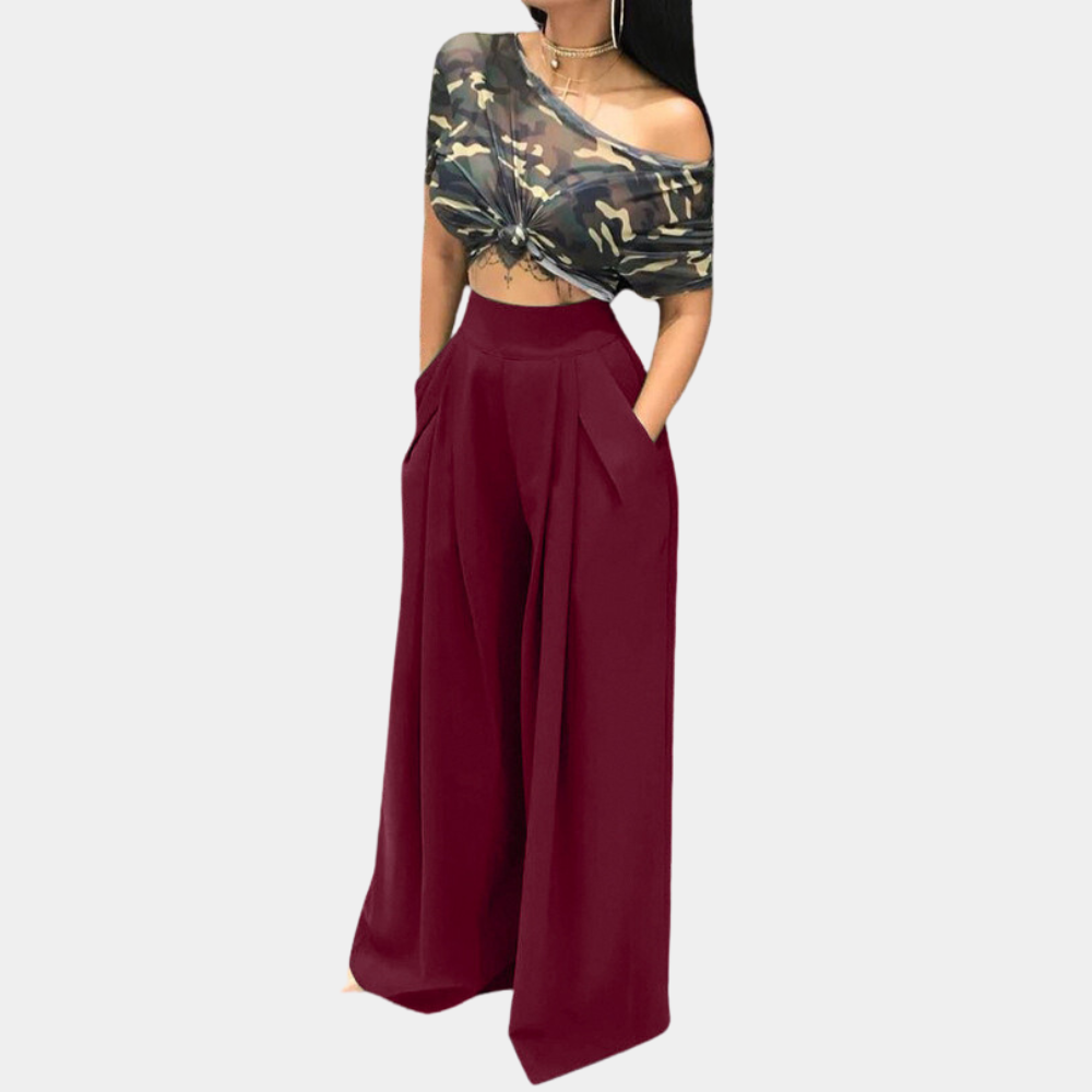 Beatrice - Losse Crêpebroek met Riem - Comfortabel en Elegant - Voor Dames - Perfect voor Elke Gelegenheid