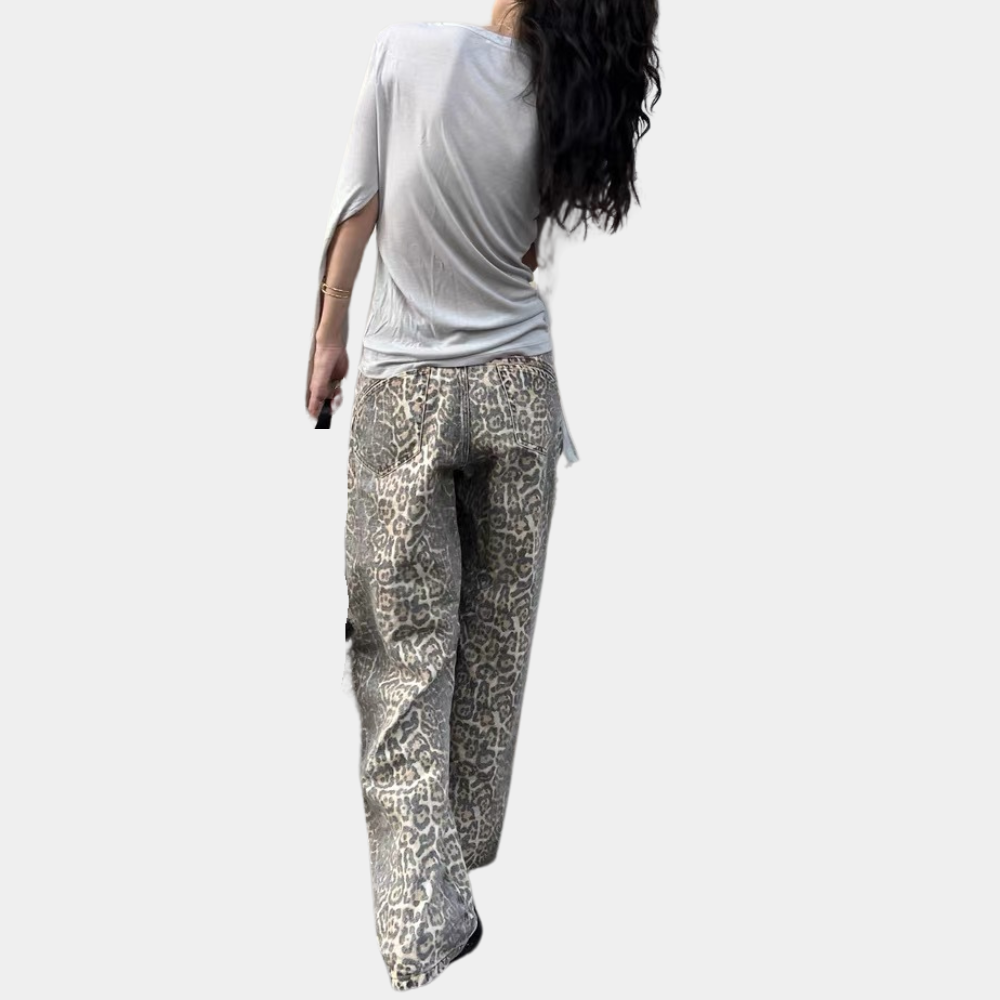 Luna - Hooggetailleerde Jeans - Luipaardprint - Voor Dames - Elk seizoen
