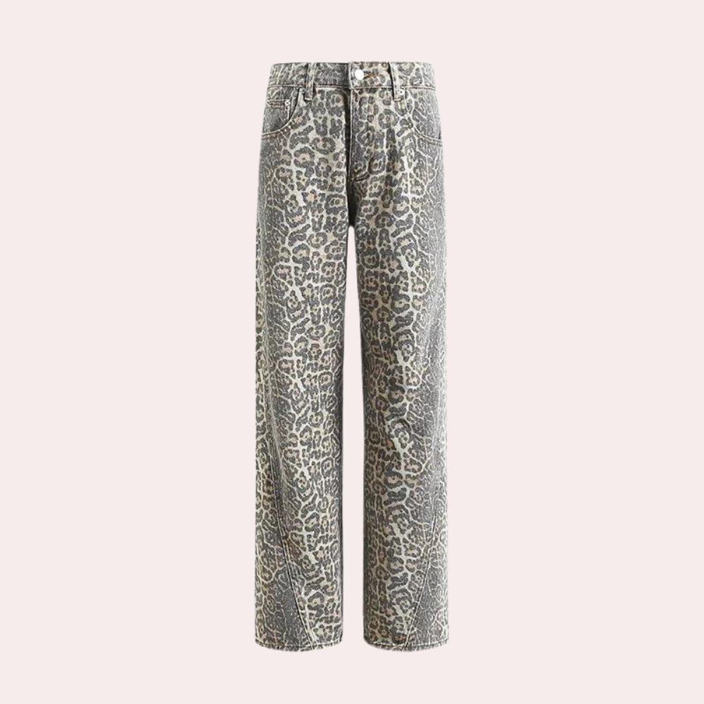 Luna - Hooggetailleerde Jeans - Luipaardprint - Voor Dames - Elk seizoen