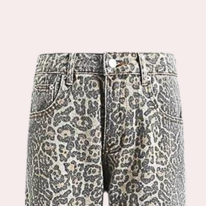Luna - Hooggetailleerde Jeans - Luipaardprint - Voor Dames - Elk seizoen
