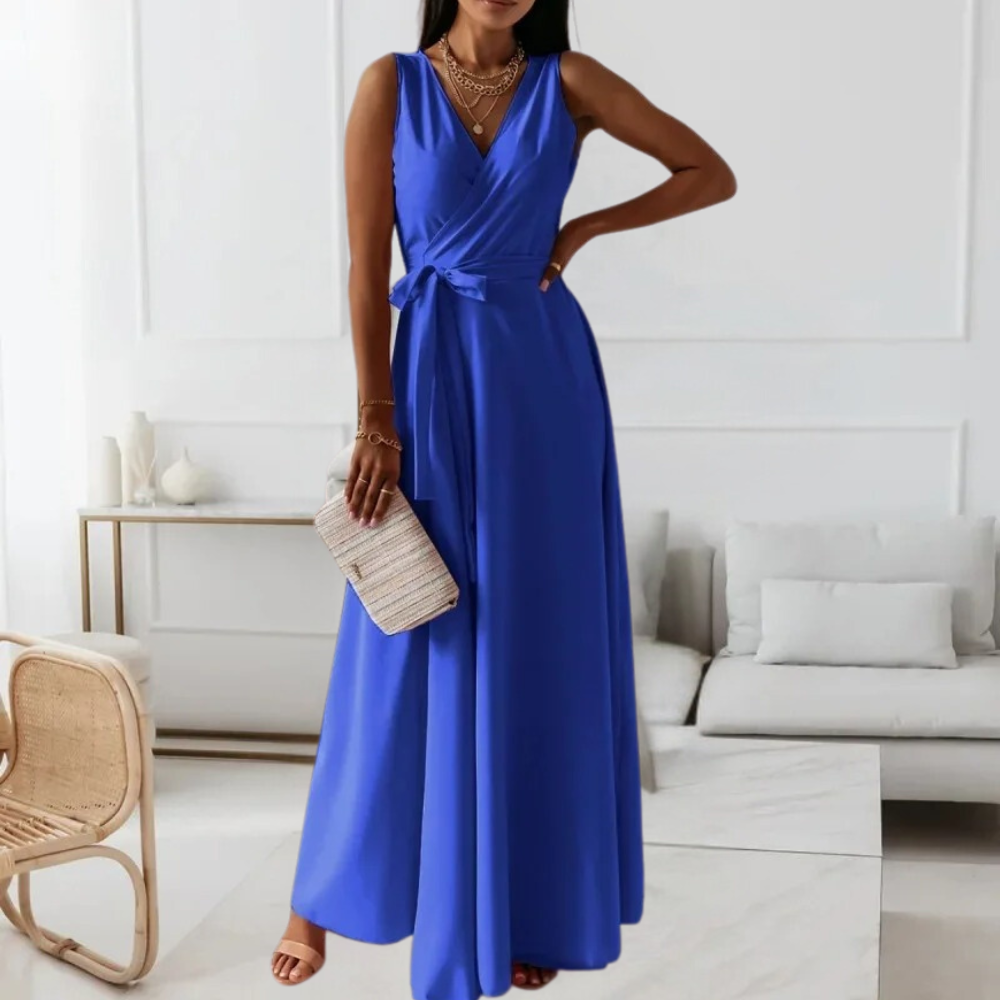 Isabelle - Elegante V-hals Maxi Jurk - Luxe Comfort - Voor Dames - Geschikt voor Elke Gelegenheid