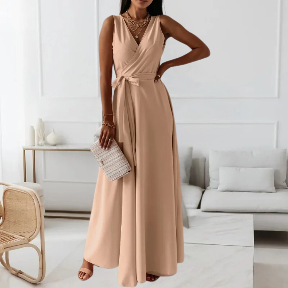 Isabelle - Elegante V-hals Maxi Jurk - Luxe Comfort - Voor Dames - Geschikt voor Elke Gelegenheid