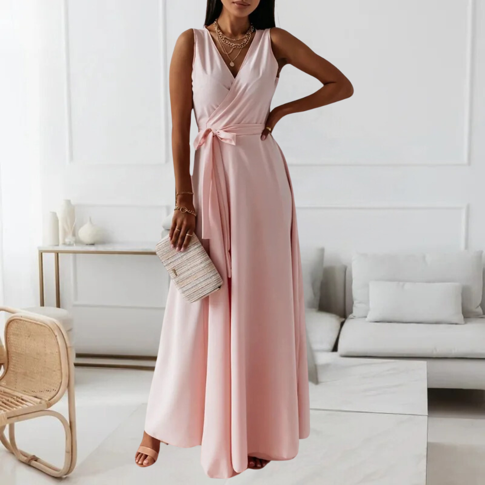 Isabelle - Elegante V-hals Maxi Jurk - Luxe Comfort - Voor Dames - Geschikt voor Elke Gelegenheid