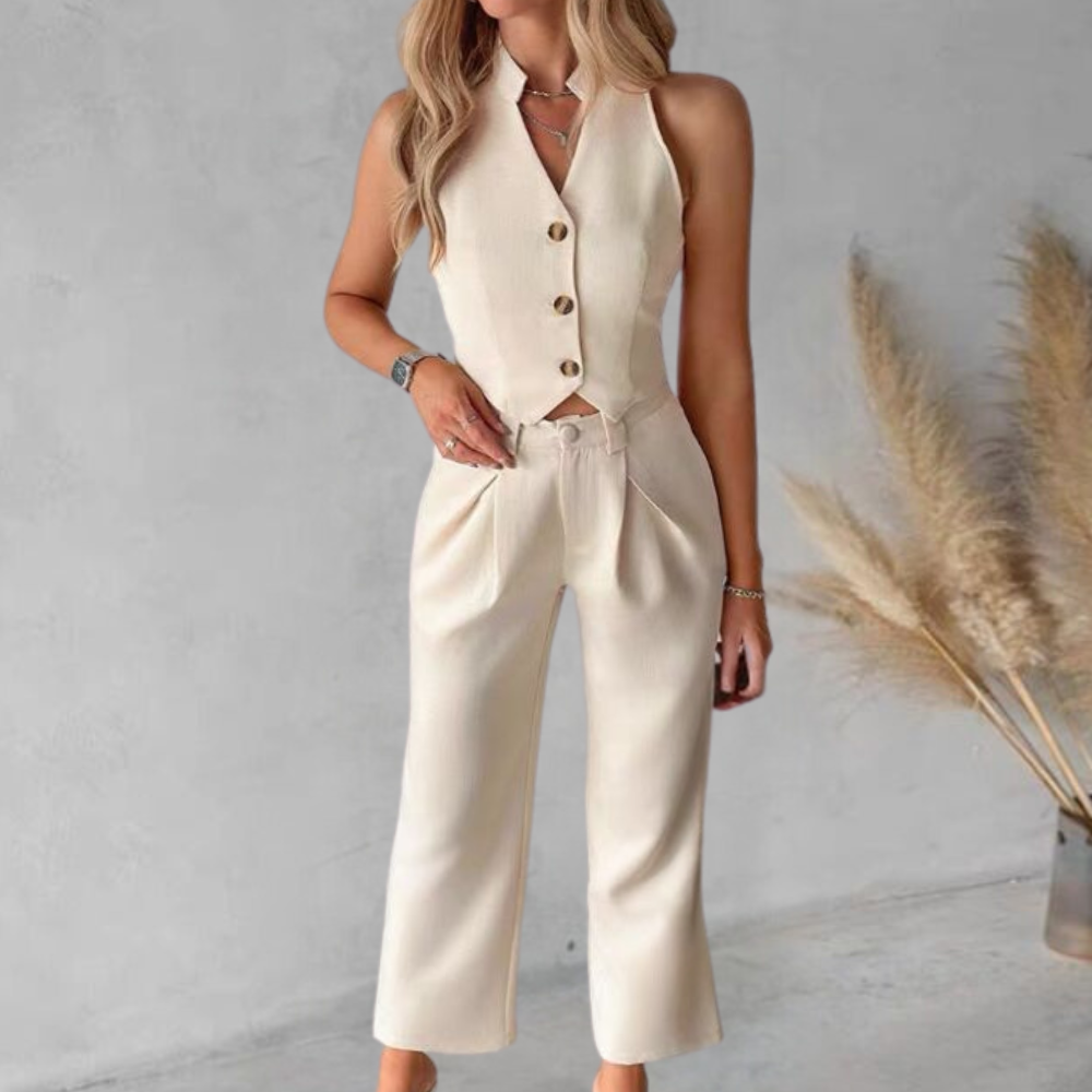 Roxanne - Elegant Vest en Broek Set - Lichtgewicht en Stijlvol - Voor Dames - Zomercollectie