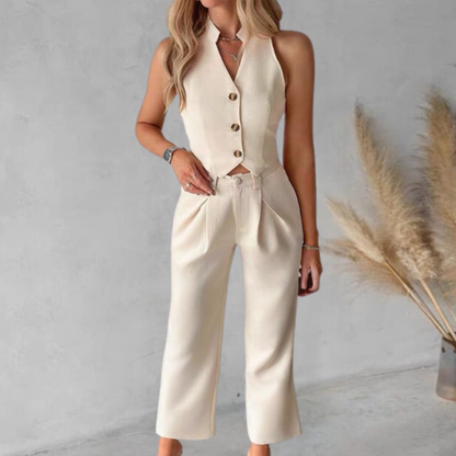 Roxanne - Elegant Vest en Broek Set - Lichtgewicht en Stijlvol - Voor Dames - Zomercollectie