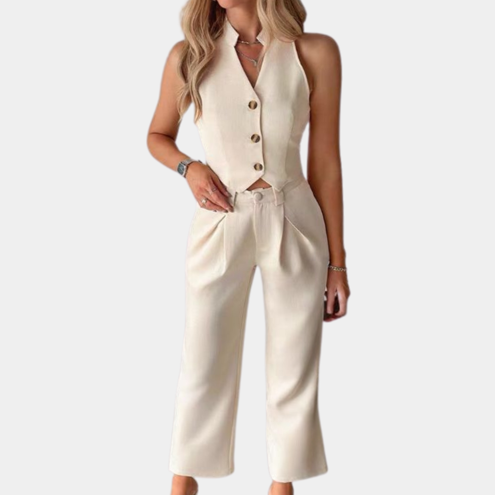 Roxanne - Elegant Vest en Broek Set - Lichtgewicht en Stijlvol - Voor Dames - Zomercollectie