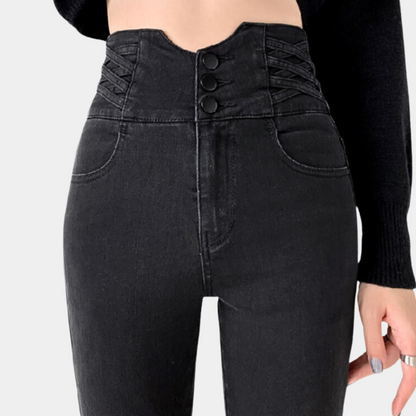 Idalia - Hoge Taille Jeans - Flatterende Snit - Voor Dames - Seizoensgebonden Mode