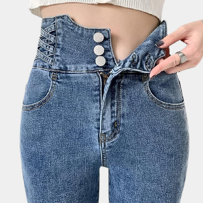 Idalia - Hoge Taille Jeans - Flatterende Snit - Voor Dames - Seizoensgebonden Mode