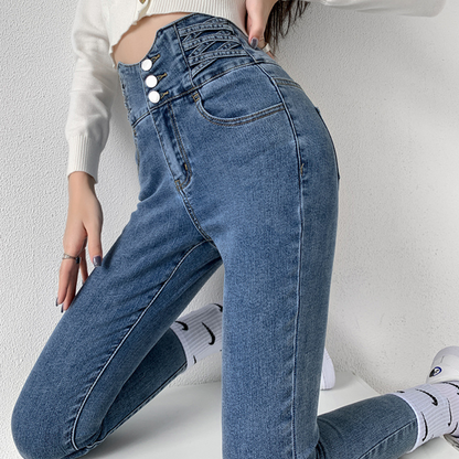 Idalia - Hoge Taille Jeans - Flatterende Snit - Voor Dames - Seizoensgebonden Mode