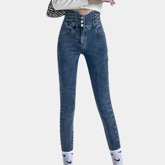 Idalia - Hoge Taille Jeans - Flatterende Snit - Voor Dames - Seizoensgebonden Mode